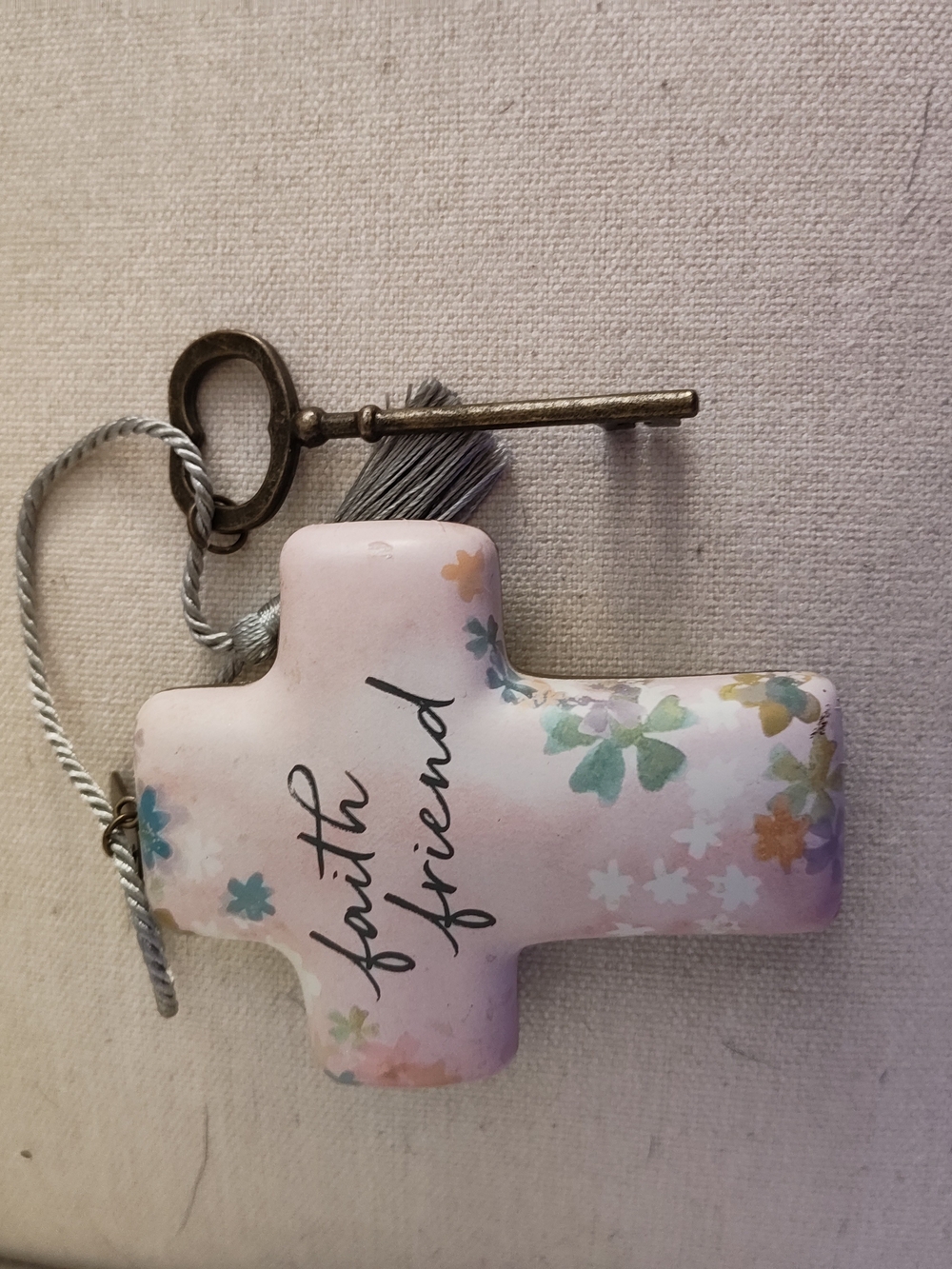 Faith Friends Floral Cross Ornament Or Sculpture